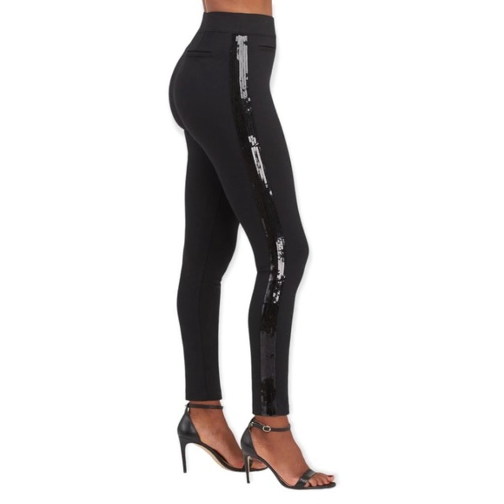 Spanx Perfect Black Pant with Sequin Tuxedo stripe - Picture 3 of 9